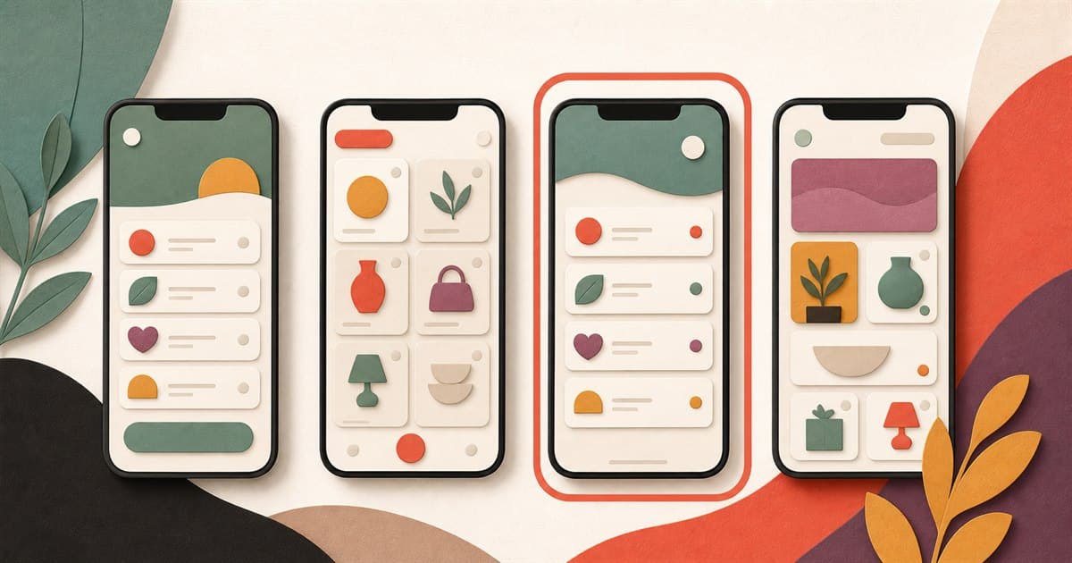 Several wishlist app layouts compared side by side