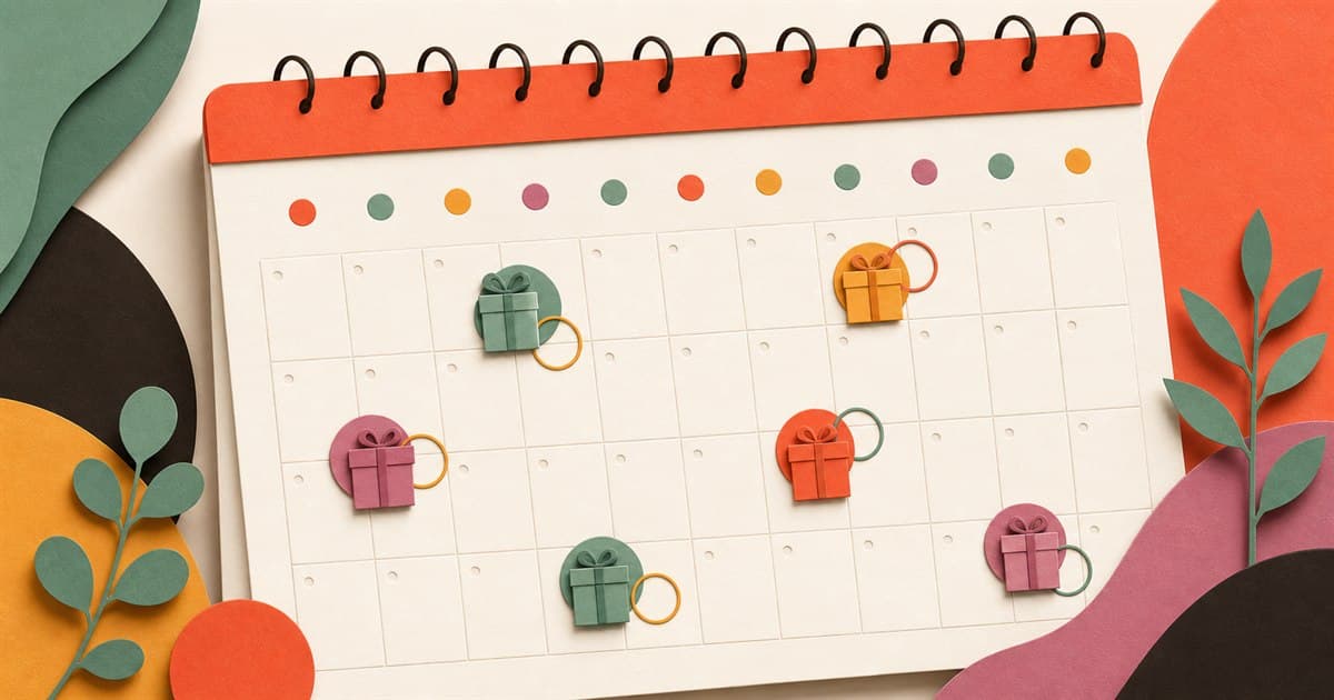 Birthday reminders marked across an organised annual calendar