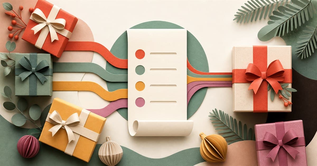 Christmas gifts coordinated around one shared family list