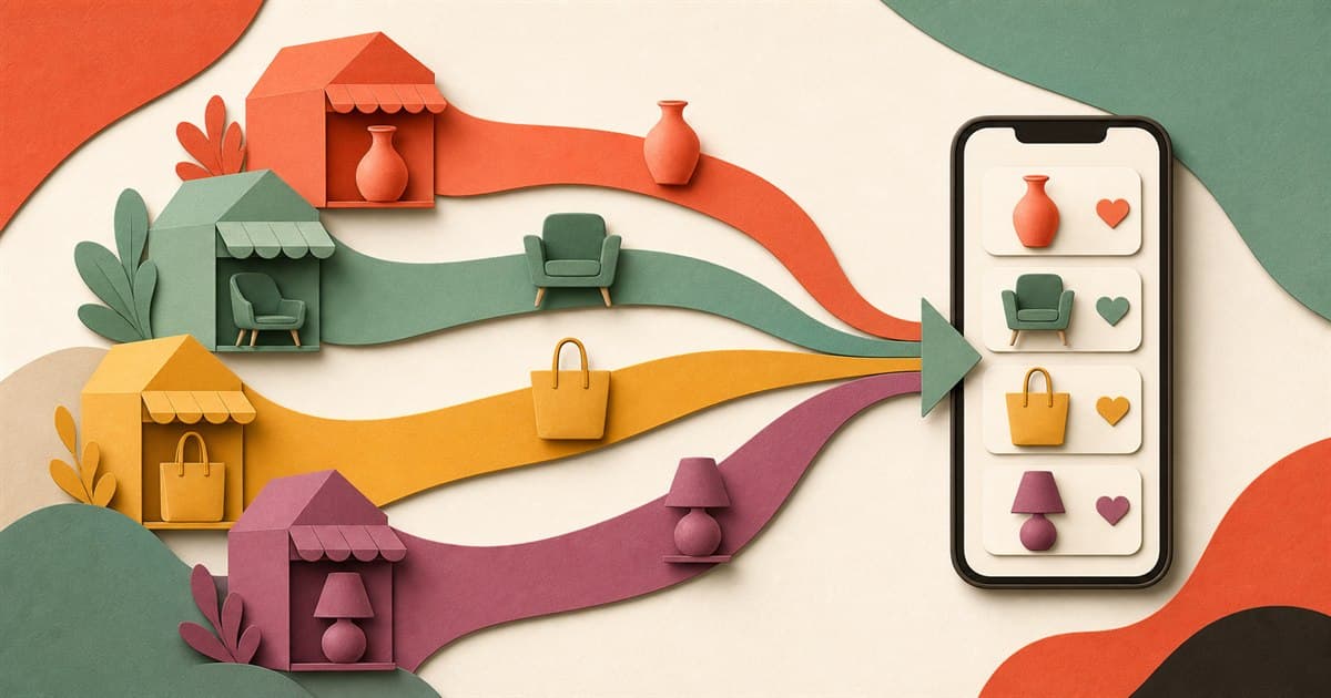 Products from several shops flowing into one wishlist